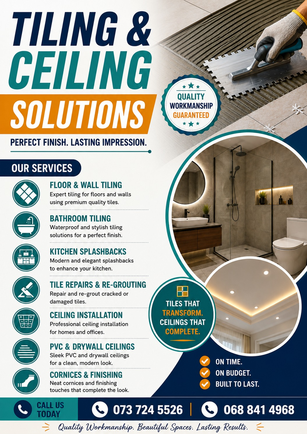 Tiling & Ceiling Solutions — Services Flyer